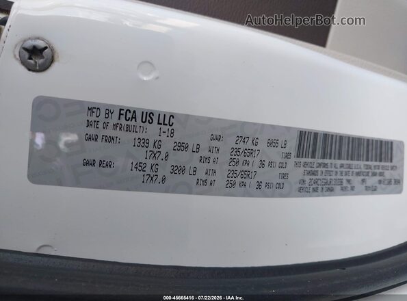 2C4RC1EG0JR131236 2018 CHRYSLER PACIFICA White Вид підкапотного простору