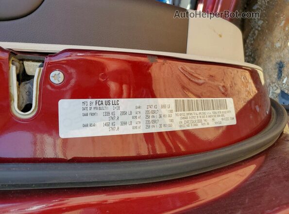 2C4RC1EG0JR139269 2018 CHRYSLER PACIFICA Бордовый Вид наклейки с VIN-кодом
