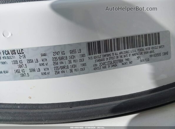 2C4RC1EG0JR227884 2018 CHRYSLER PACIFICA White Engine compartment view