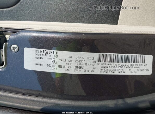 2C4RC1EG1JR112887 2018 CHRYSLER PACIFICA Gray Widok komory silnika