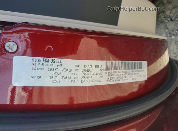 2C4RC1EG3KR722128 2019 CHRYSLER PACIFICA Burgundy VIN կոդի պիտակի տեսք