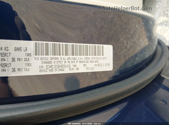 2C4RC1EG5HR531416 2017 CHRYSLER PACIFICA Синий Вид подкапотного пространства