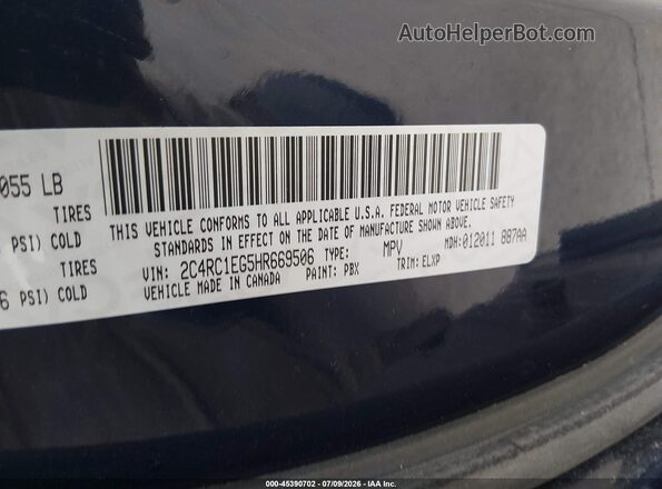 2C4RC1EG5HR669506 2017 CHRYSLER PACIFICA Blue Շարժիչի բաժամունքի տեսք