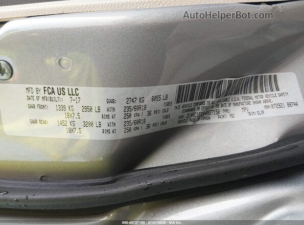 2C4RC1EG5HR827150 2017 CHRYSLER PACIFICA Silver Շարժիչի բաժամունքի տեսք