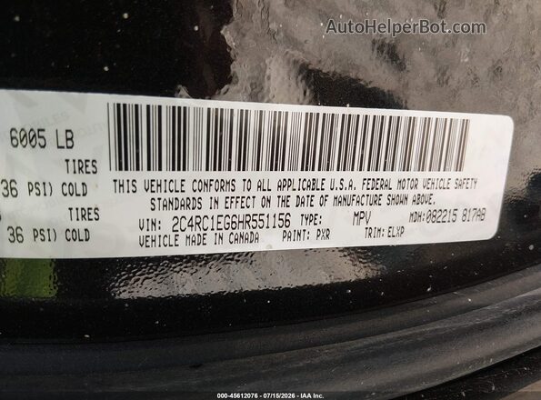 2C4RC1EG6HR551156 2017 CHRYSLER PACIFICA Black Вид підкапотного простору