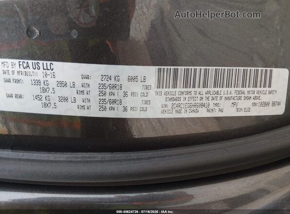 2C4RC1EG6HR608410 2017 CHRYSLER PACIFICA Gray Widok komory silnika