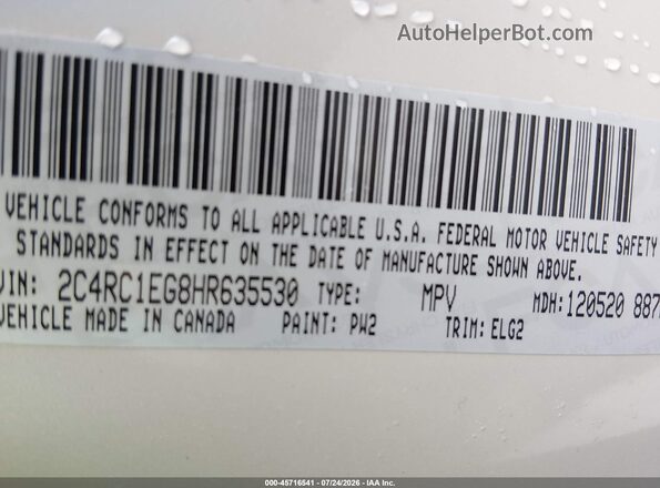 2C4RC1EG8HR635530 2017 CHRYSLER PACIFICA Tan Շարժիչի բաժամունքի տեսք