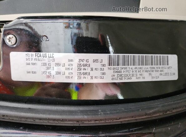 2C4RC1EGXLR138116 2020 CHRYSLER PACIFICA Black Вид наклейки з VIN-кодом