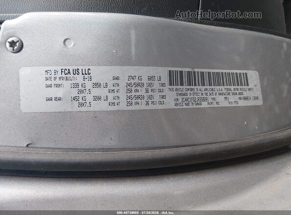 2C4RC1FG2JR358281 2018 CHRYSLER PACIFICA Silver Вид підкапотного простору