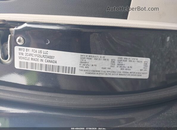 2C4RC1FG5LR234007 2020 CHRYSLER PACIFICA Gray Շարժիչի բաժամունքի տեսք