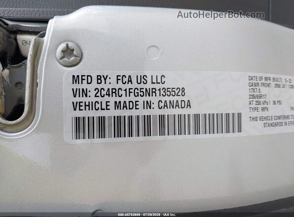 2C4RC1FG5NR135528 2022 CHRYSLER PACIFICA Silver Vista del compartimento del motor