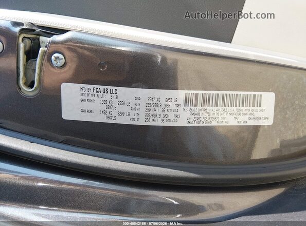 2C4RC1FG6JR315871 2018 CHRYSLER PACIFICA Gray Widok komory silnika
