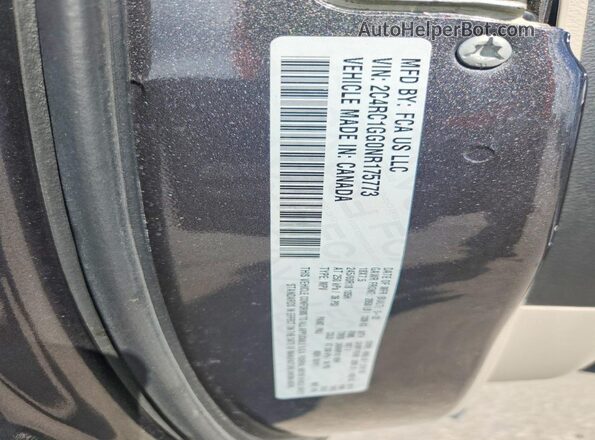 2C4RC1GG0NR175773 2022 CHRYSLER PACIFICA Gray Widok naklejki z numerem VIN