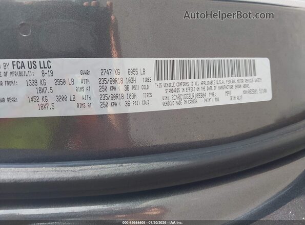 2C4RC1GG2LR109304 2020 CHRYSLER PACIFICA Black Вид підкапотного простору