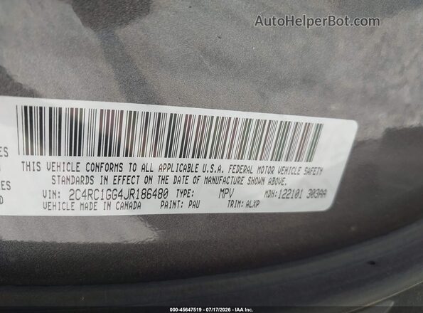 2C4RC1GG4JR186480 2018 CHRYSLER PACIFICA Серый Вид подкапотного пространства