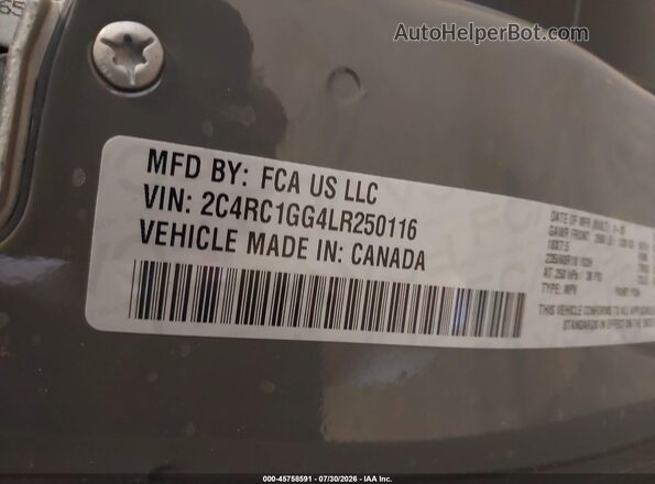 2C4RC1GG4LR250116 2020 CHRYSLER PACIFICA Gray Engine compartment view