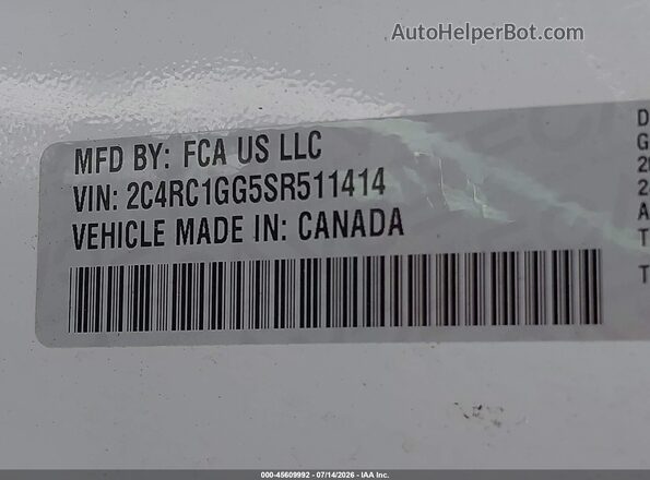 2C4RC1GG5SR511414 2025 CHRYSLER PACIFICA White Vista del compartimento del motor