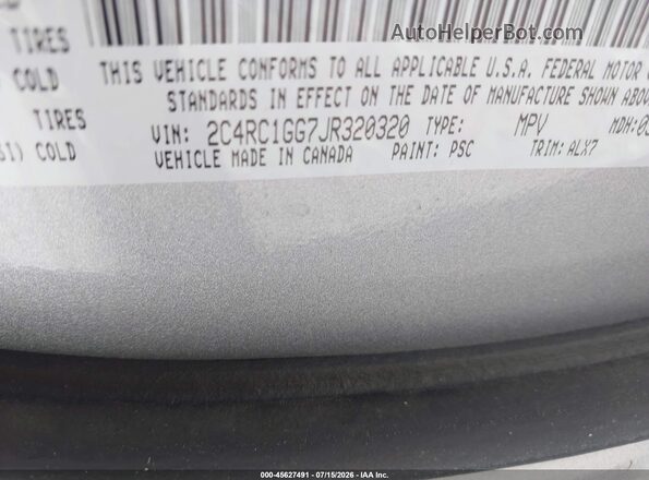 2C4RC1GG7JR320320 2018 CHRYSLER PACIFICA Gray Շարժիչի բաժամունքի տեսք