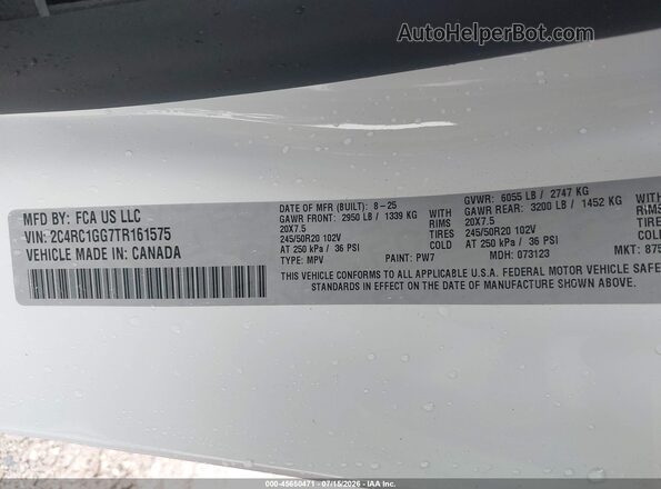 2C4RC1GG7TR161575 2026 CHRYSLER PACIFICA White Vista del compartimento del motor