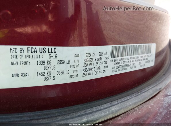 2C4RC1GG9HR509545 2017 CHRYSLER PACIFICA Maroon ძრავის განყოფილების ხედი