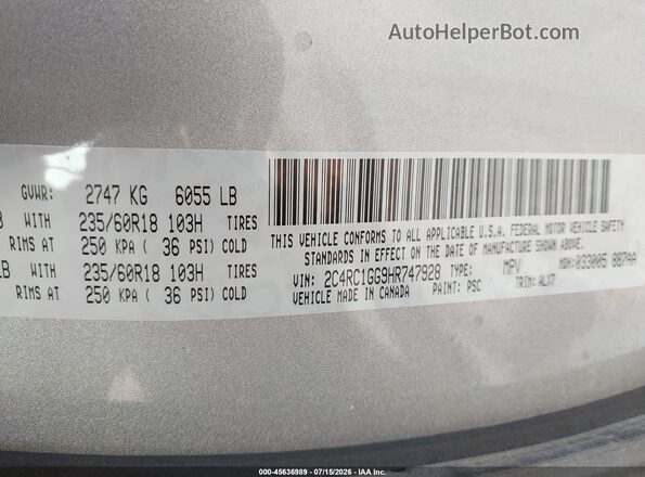 2C4RC1GG9HR747928 2017 CHRYSLER PACIFICA Silver Widok komory silnika