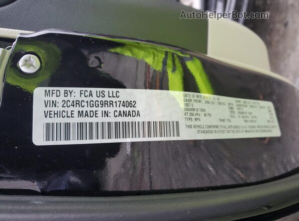 2C4RC1GG9RR174062 2024 CHRYSLER PACIFICA Black VIN կոդի պիտակի տեսք