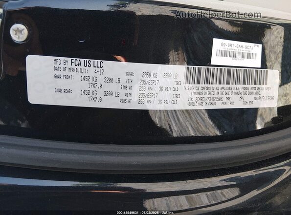 2C4RC1H73HR765081 2017 CHRYSLER PACIFICA Black Vista del compartimento del motor