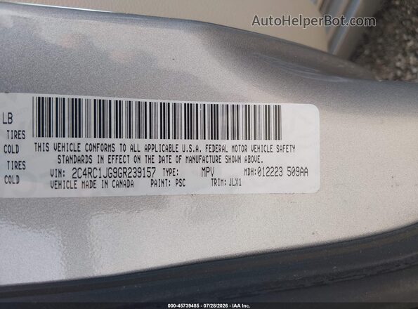2C4RC1JG9GR239157 2016 CHRYSLER TOWN & COUNTRY Silver Vista del compartimento del motor