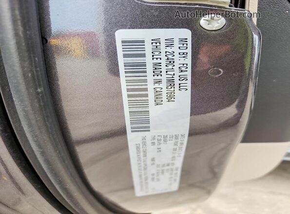 2C4RC1L71MR576964 2021 CHRYSLER PACIFICA Gray Widok naklejki z numerem VIN
