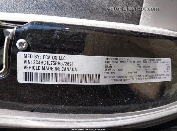 2C4RC1L75PR572694 2023 CHRYSLER PACIFICA Black ძრავის განყოფილების ხედი