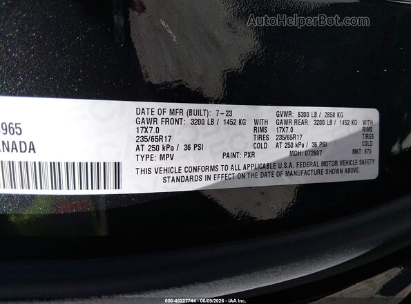 2C4RC1L75PR608965 2023 CHRYSLER PACIFICA Black Engine compartment view