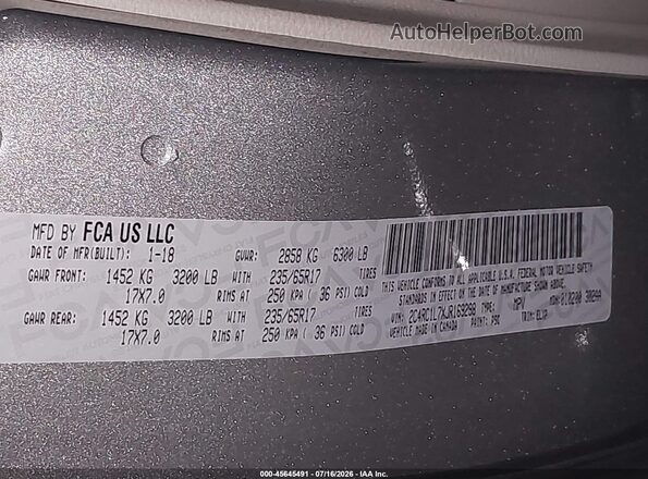 2C4RC1L7XJR169298 2018 CHRYSLER PACIFICA Серебряный Вид подкапотного пространства