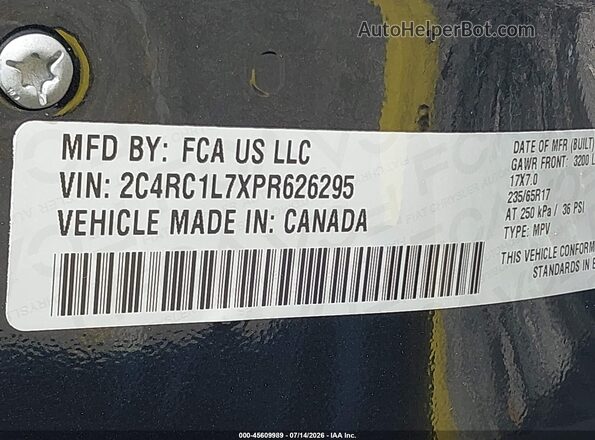 2C4RC1L7XPR626295 2023 CHRYSLER PACIFICA Black Vista del compartimento del motor