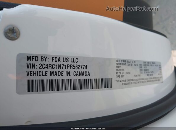 2C4RC1N71PR562774 2023 CHRYSLER PACIFICA Белый Вид подкапотного пространства