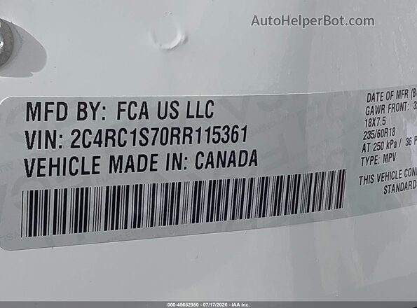 2C4RC1S70RR115361 2024 CHRYSLER PACIFICA Белый Вид подкапотного пространства