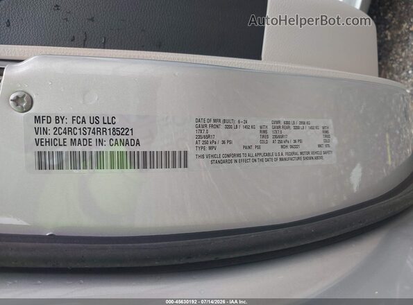 2C4RC1S74RR185221 2024 CHRYSLER PACIFICA Silver Вид підкапотного простору
