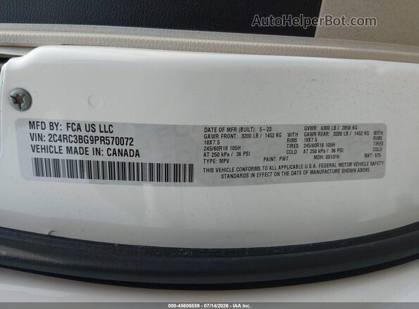 2C4RC3BG9PR570072 2023 CHRYSLER PACIFICA White Vista del compartimento del motor