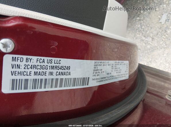 2C4RC3GG1MR545249 2021 CHRYSLER PACIFICA Burgundy Widok komory silnika