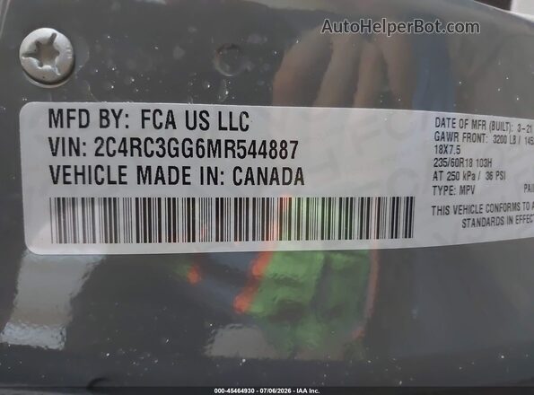 2C4RC3GG6MR544887 2021 CHRYSLER PACIFICA Серый Вид подкапотного пространства