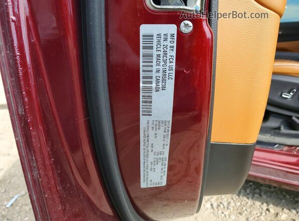 2C4RC3PG1MR502384 2021 CHRYSLER PACIFICA Burgundy VIN კოდის სტიკერის ხედი