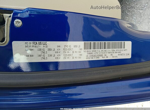 2C4RDGBG3JR296993 2018 DODGE GRAND CARAVAN Синий Вид подкапотного пространства