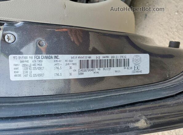 2C4RDGBG7GR348571 2016 DODGE CARAVAN Gray VIN კოდის სტიკერის ხედი