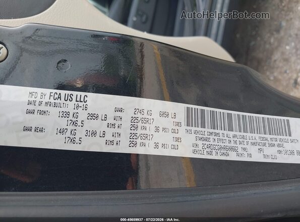 2C4RDGCG0HR600662 2017 DODGE GRAND CARAVAN Black Շարժիչի բաժամունքի տեսք