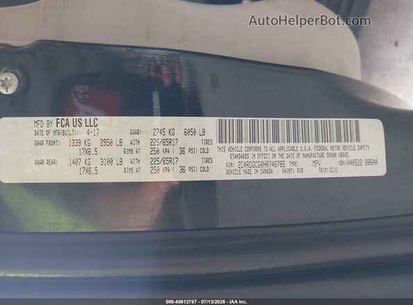 2C4RDGCG0HR746785 2017 DODGE GRAND CARAVAN Black Շարժիչի բաժամունքի տեսք