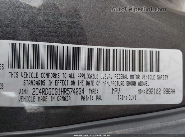 2C4RDGCG1HR574234 2017 DODGE GRAND CARAVAN White ძრავის განყოფილების ხედი