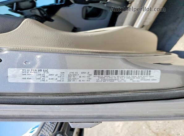 2C4RDGCG2GR328727 2016 DODGE GRAND Silver Widok naklejki z numerem VIN