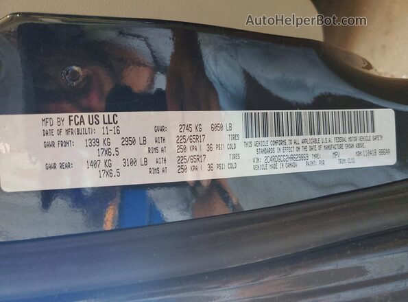 2C4RDGCG2HR629869 2017 DODGE GRAND Black VIN sticker view