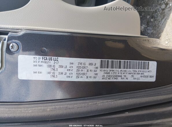 2C4RDGCG2HR694446 2017 DODGE GRAND CARAVAN Серый Вид подкапотного пространства