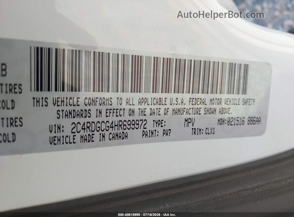 2C4RDGCG4HR699972 2017 DODGE GRAND CARAVAN White ძრავის განყოფილების ხედი