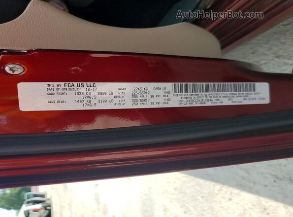 2C4RDGCG4JR179244 2018 DODGE GRAND Maroon Вид наклейки з VIN-кодом